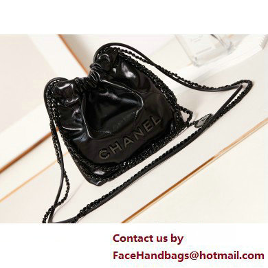 Chanel Shiny Calfskin  &  Black Metal CHANEL 22 Mini Handbag AS3980 Black